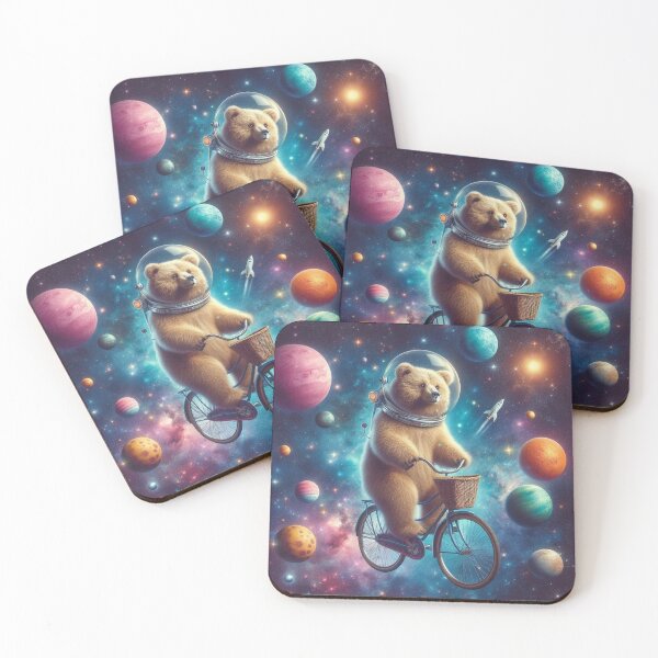 Item preview, Cute bear riding old bike in space designed and sold by Dogandesighn.
