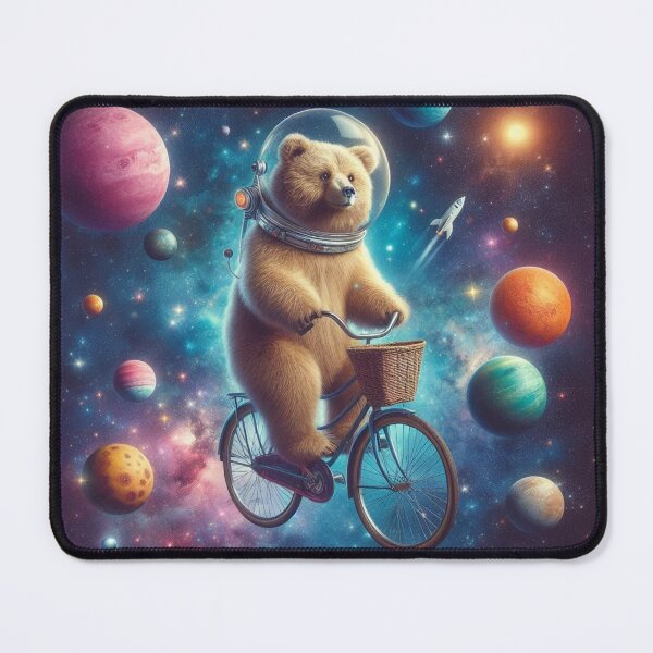 Item preview, Cute bear riding old bike in space designed and sold by Dogandesighn.