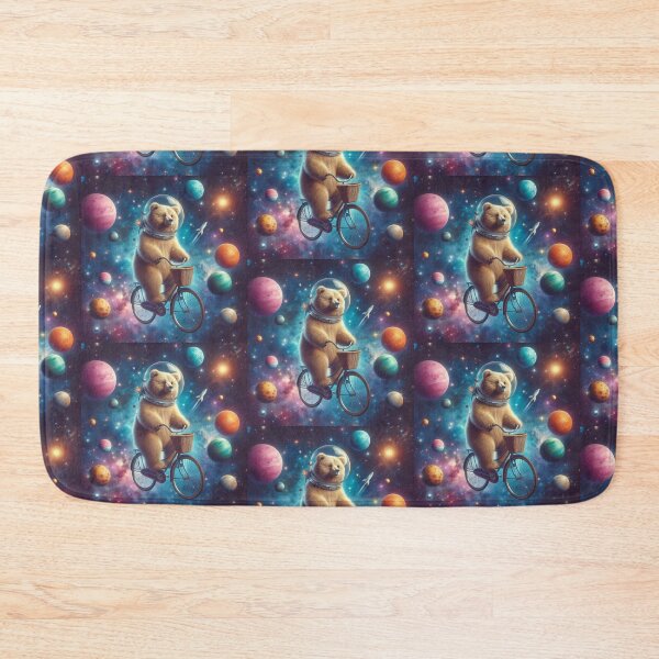 Item preview, Cute bear riding old bike in space designed and sold by Dogandesighn.