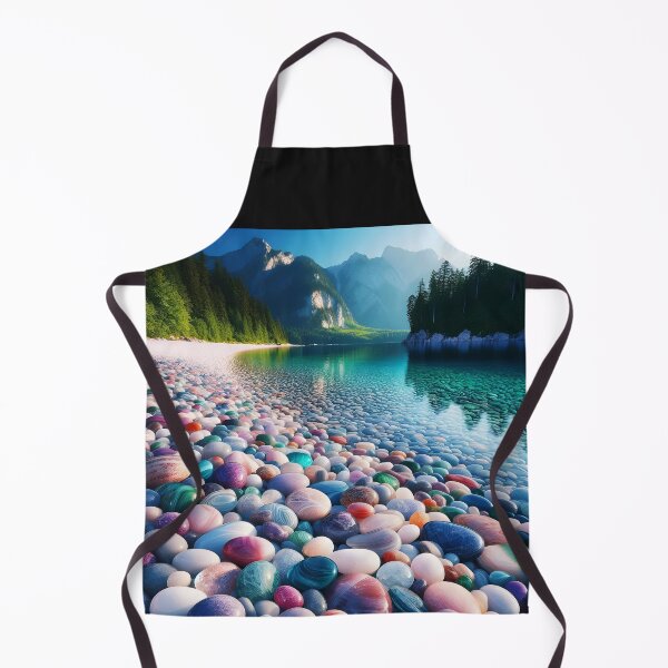 Item preview, Colorful pebbles on a lake shore crystal clear water landscape designed and sold by EmeraldeaArt.
