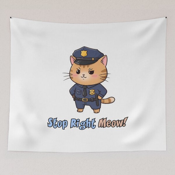 Item preview, Stop Right Meow! – Funny Cat Cop designed and sold by Meow Cat.