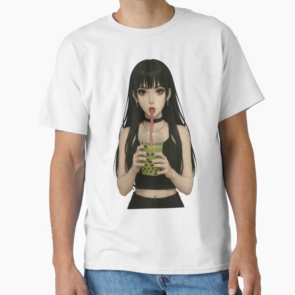 Item preview, Stylish gothic girl sipping bubble tea designed and sold by Tanzito.