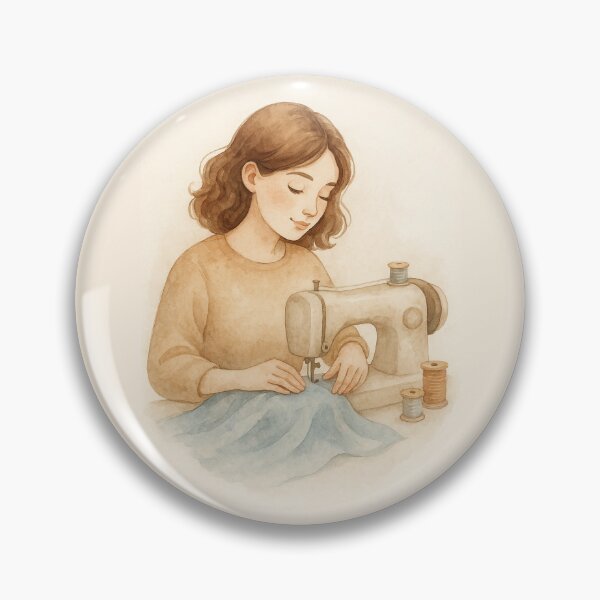 Item preview, Sewing Woman with Vintage Machine Watercolor Illustration designed and sold by Lacritsa .