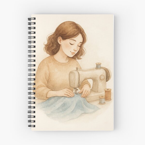 Item preview, Sewing Woman with Vintage Machine Watercolor Illustration designed and sold by Lacritsa .