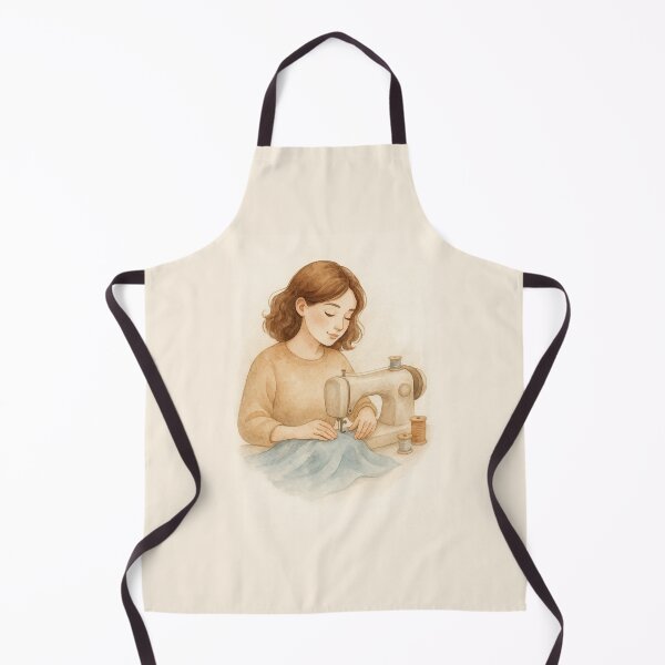 Item preview, Sewing Woman with Vintage Machine Watercolor Illustration designed and sold by Lacritsa .