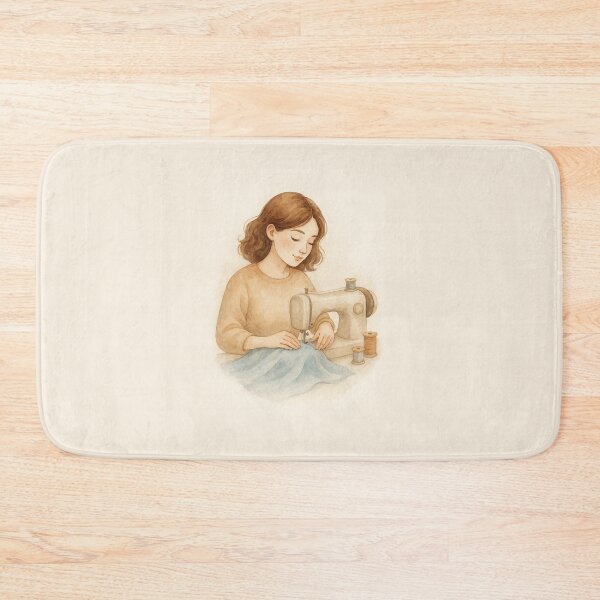 Item preview, Sewing Woman with Vintage Machine Watercolor Illustration designed and sold by Lacritsa .