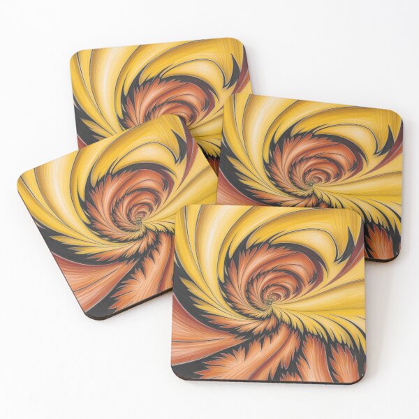 Item preview, Fiery Spiral Feathered Fractal in Mustard and Orange designed and sold by Harmonic_Layers.