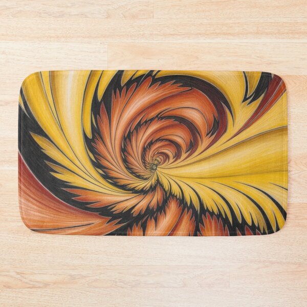 Item preview, Fiery Spiral Feathered Fractal in Mustard and Orange designed and sold by Harmonic_Layers.