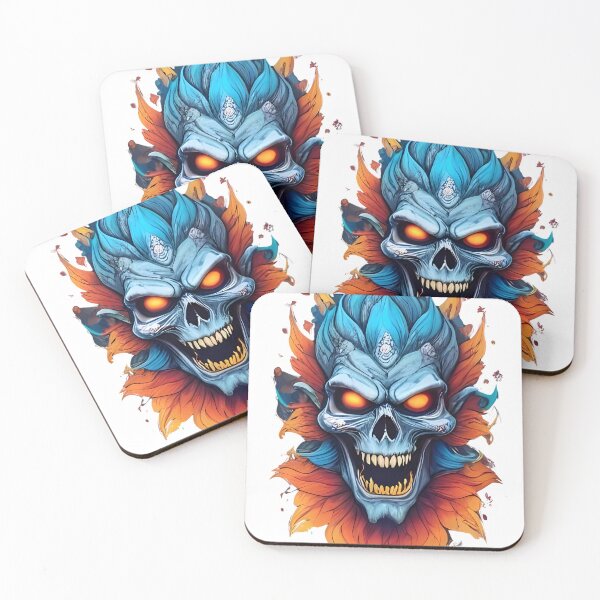 Item preview, Vibrant skull artwork with blue flames and glowing eyes designed for a striking visual impact designed and sold by Mannaz Creative Shop.