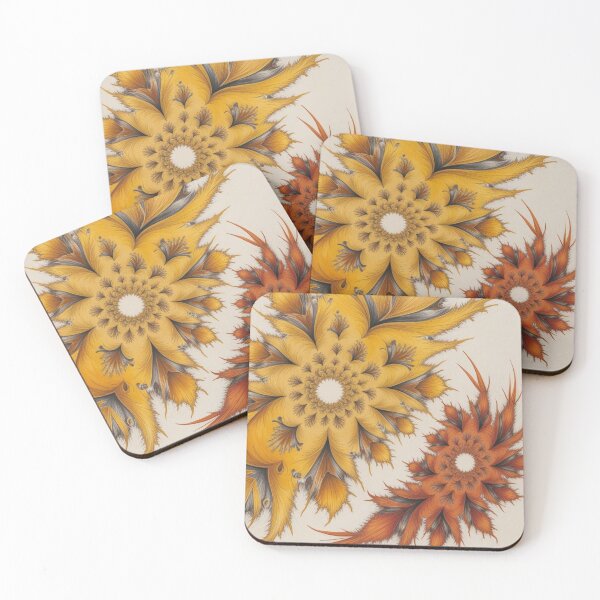 Item preview, Twin Floral Fractals in Mustard and Burnt Orange designed and sold by Harmonic_Layers.