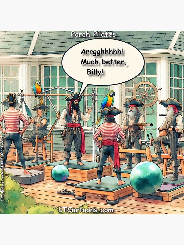 Thumbnail 3 of 3, Sticker, Pilates On The Porch A Strong Workout designed and sold by ltcartoons.