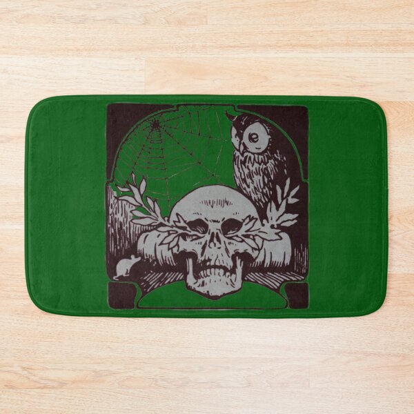 Item preview, Art by Mike Linocut book with skull, Memento Mori spider web and owl, wisdom designed and sold by allartbymike.