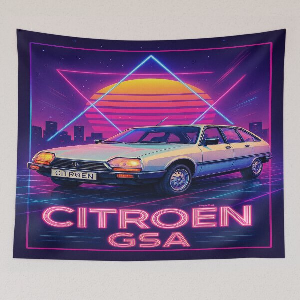 Item preview, Citroën GSA Retro Neon Poster | 1980s Style Synthwave Art designed and sold by Tip of the slung.
