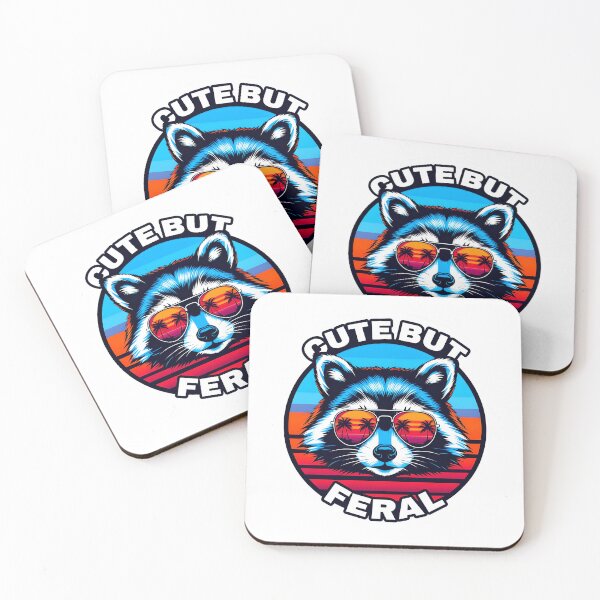 Item preview, Cute But Feral Raccoon T-Shirt, Retro Sunset Animal Tee designed and sold by fenrirwulf68.