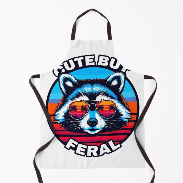 Item preview, Cute But Feral Raccoon T-Shirt, Retro Sunset Animal Tee designed and sold by fenrirwulf68.