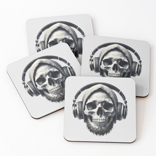 Item preview, Skull with headphones, beard, and hood. designed and sold by Darkifun.