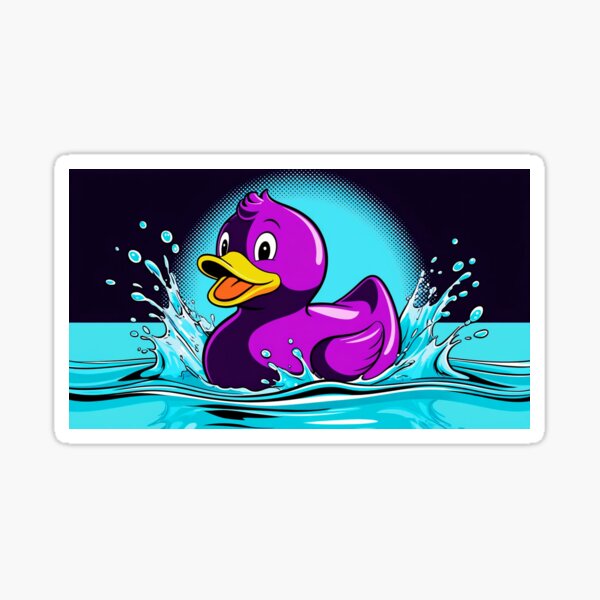 Purple Pop Art Duck in Splash of Water Sticker