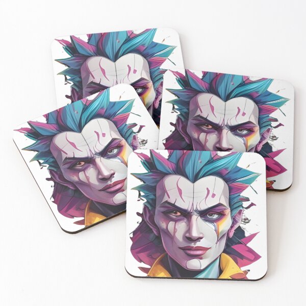 Item preview, Colorful portrait of a character with vibrant hair and striking facial features against a dark background designed and sold by Mannaz Creative Shop.