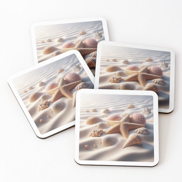 Item preview, White Sand Beach with Starfish & Shells – Realistic AI Work for Beach Lovers & Travel-Themed Accessories designed and sold by knalpot-design.