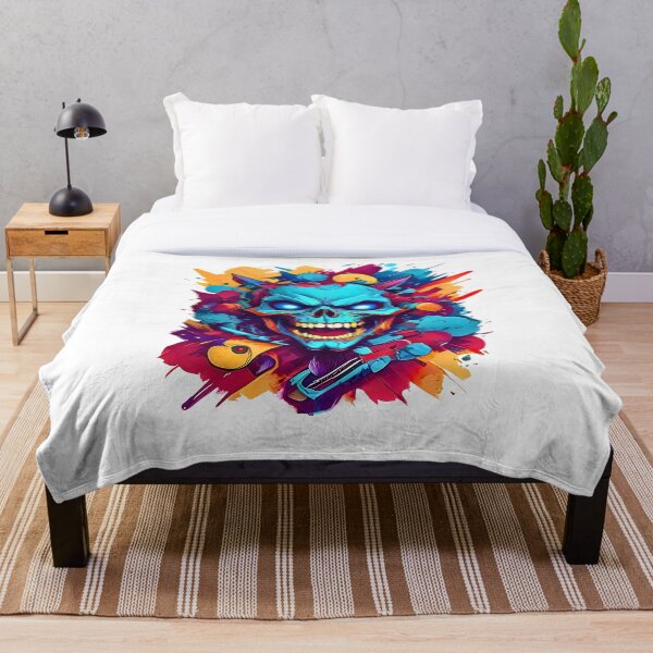 Item preview, Vibrant skull artwork featuring bold colors and musical elements in a creative design designed and sold by Mannaz Creative Shop.