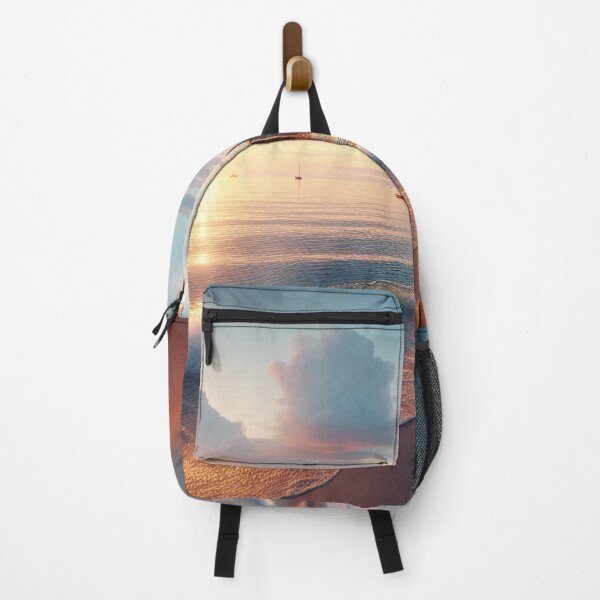 Item preview, European Beach Sunset with Watchtower – Realistic AI Work for Travel Lovers & Coastal-Themed Clothing & Accessories designed and sold by knalpot-design.