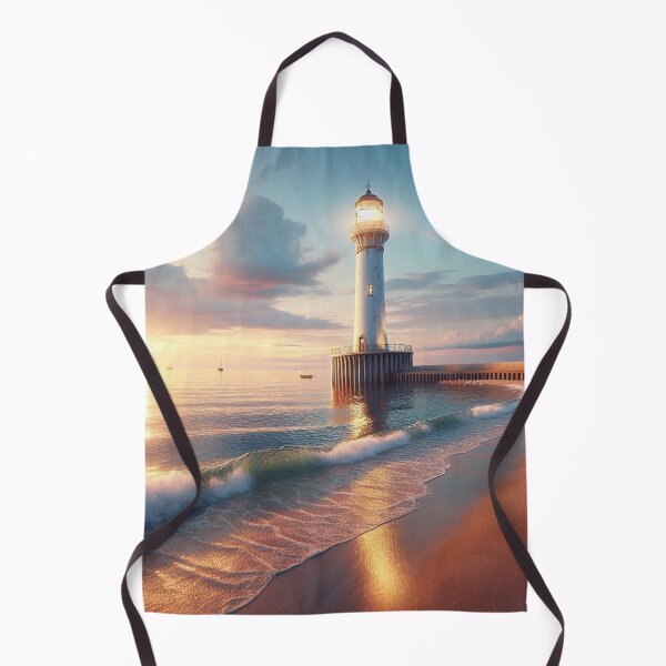 Item preview, European Beach Sunset with Watchtower – Realistic AI Work for Travel Lovers & Coastal-Themed Clothing & Accessories designed and sold by knalpot-design.