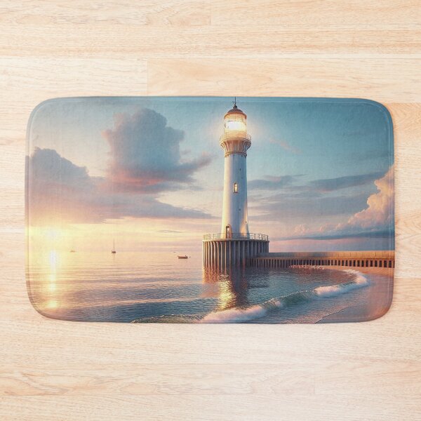 Item preview, European Beach Sunset with Watchtower – Realistic AI Work for Travel Lovers & Coastal-Themed Clothing & Accessories designed and sold by knalpot-design.