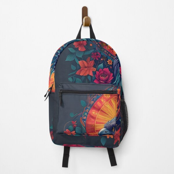 Item preview, Colorful phoenix illustration with vibrant flowers and sunburst background in a captivating art style designed and sold by Mannaz Creative Shop.