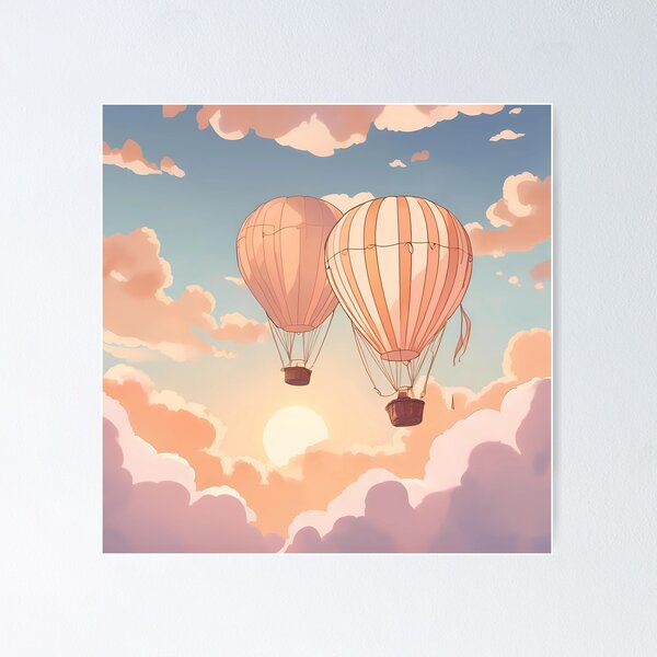Item preview, air baloons and sunset nursery artwork designed and sold by NatalieOlan.