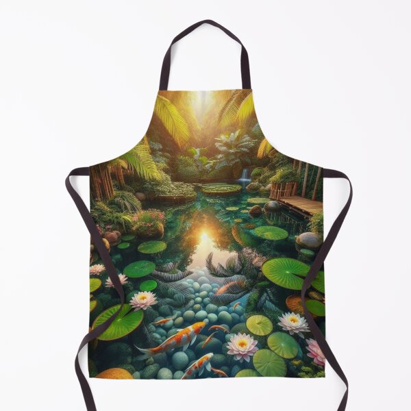 Item preview, Tropical Pond with Koi Fish & Lotus Flowers – Realistic AI Work for Beach Lovers & Travel Accessories designed and sold by knalpot-design.