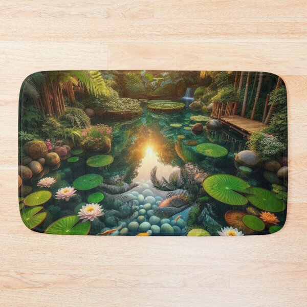 Item preview, Tropical Pond with Koi Fish & Lotus Flowers – Realistic AI Work for Beach Lovers & Travel Accessories designed and sold by knalpot-design.