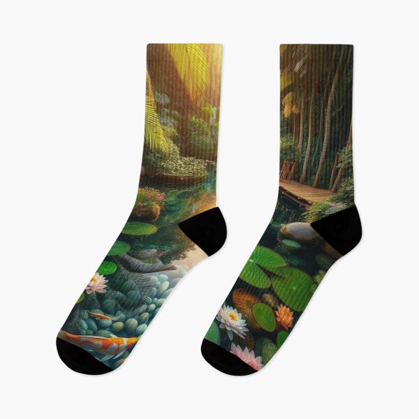 Item preview, Tropical Pond with Koi Fish & Lotus Flowers – Realistic AI Work for Beach Lovers & Travel Accessories designed and sold by knalpot-design.