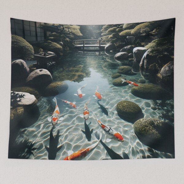 Item preview, Tropical Pond with Peaceful Koi Fish – Realistic AI Work for Beach Lovers & Travel Accessories designed and sold by knalpot-design.