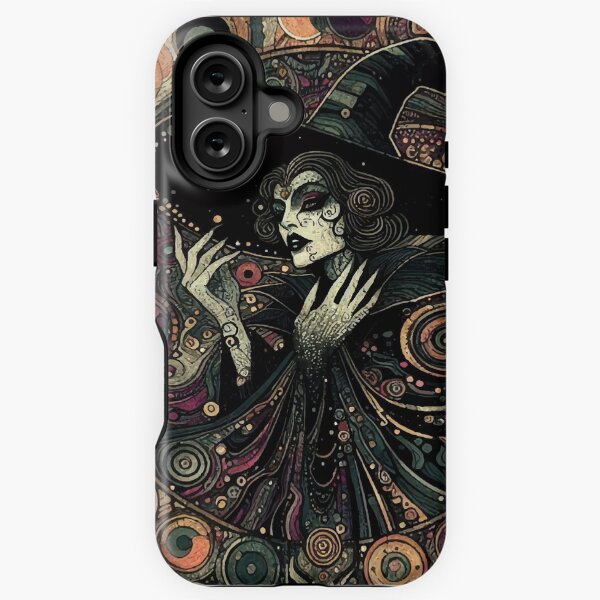 Vista previa del artículo con la obra «Bruja Mística con Sombrero Puntiagudo y Filigrana  – Art Nouveau Occult», diseñado y vendido por El Ojo de Lilith.