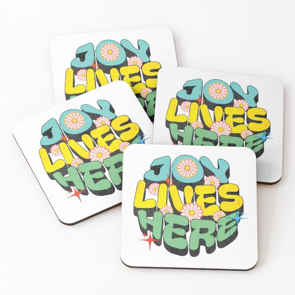 Item preview, Joy Lives Here - Retro Groovy Flower Power Typography designed and sold by MiniindY Pop.
