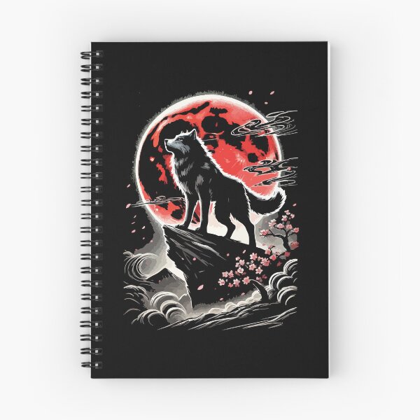 Item preview, Lone Wolf Under Red Moon, Neo-Japanese Anime Tattoo Ink Style designed and sold by chantastical.