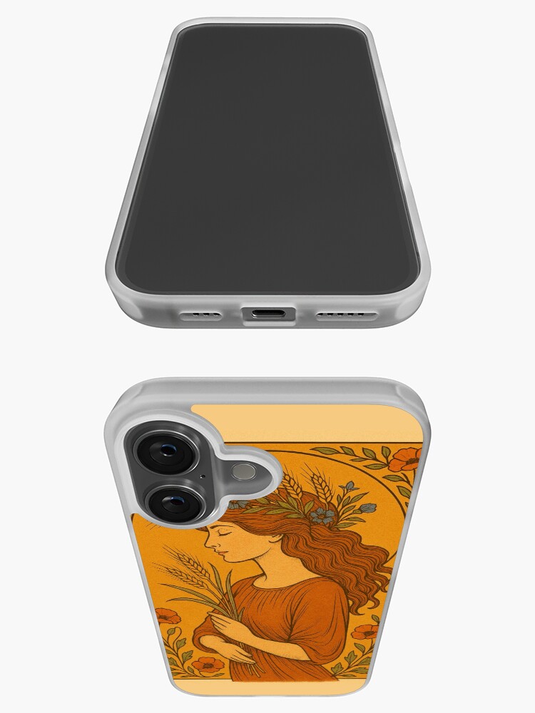 Thumbnail 3 of 5, iPhone Case, Summer Woman with Wheat and Poppies in Vintage Style designed and sold by rynasukhanova.