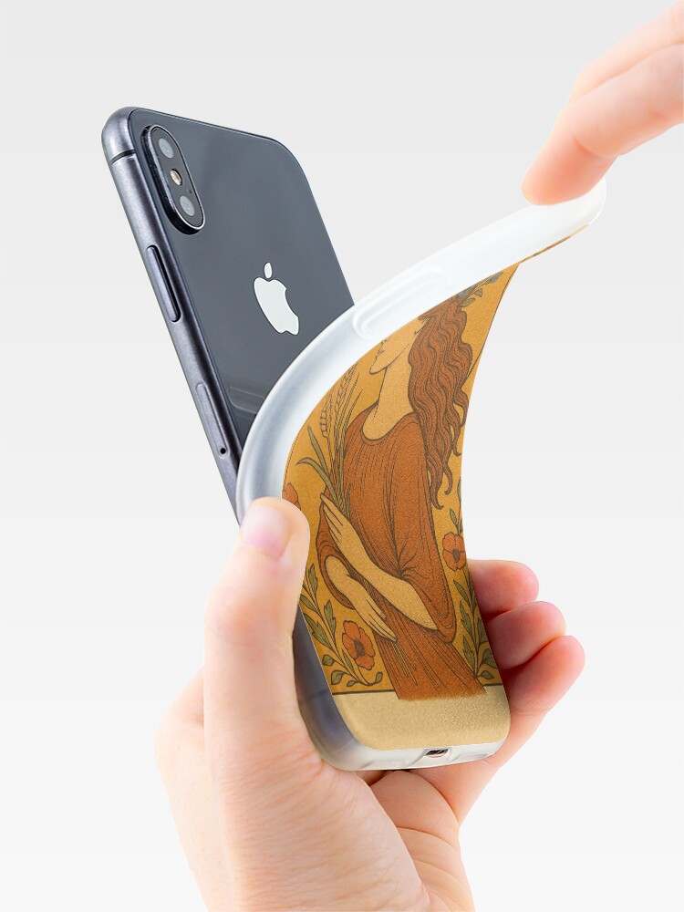 Thumbnail 4 of 5, iPhone Case, Summer Woman with Wheat and Poppies in Vintage Style designed and sold by rynasukhanova.