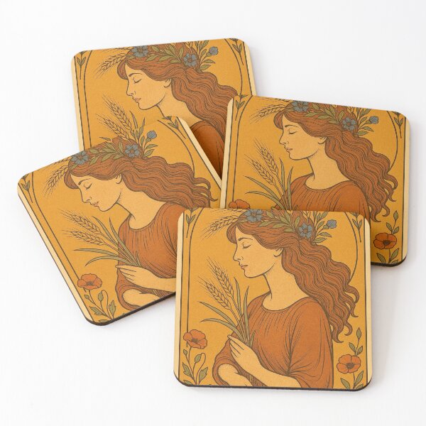 Item preview, Summer Woman with Wheat and Poppies in Vintage Style designed and sold by Lacritsa .