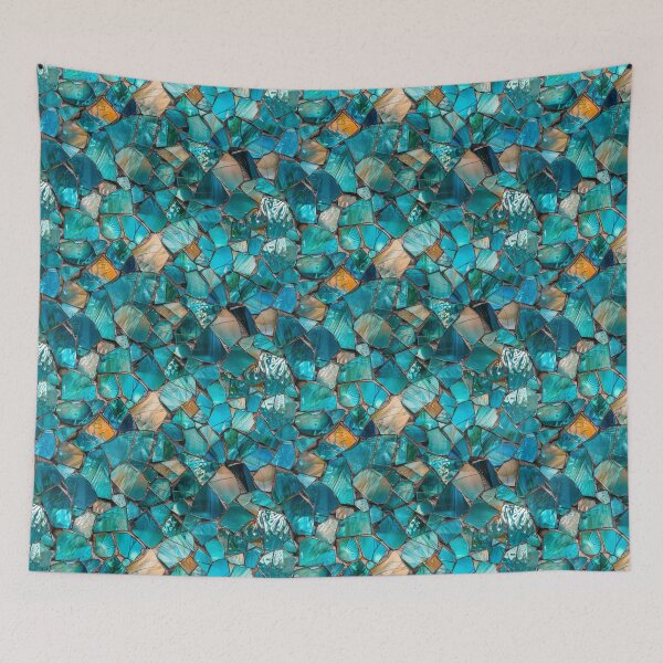 Item preview, Teal and Gold Shattered Glass Mosaic designed and sold by NTGUILTY.