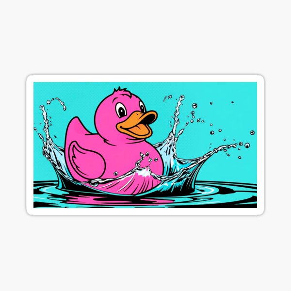Pink Rubber Duck in Turquoise Water Sticker