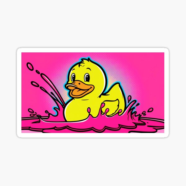 Yellow Duck in Magenta Water Sticker