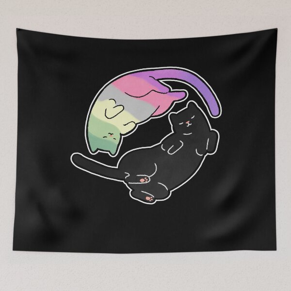 Item preview, Genderfae Cat Yin Yang LGBT Pride Flag designed and sold by Clara Hollins.
