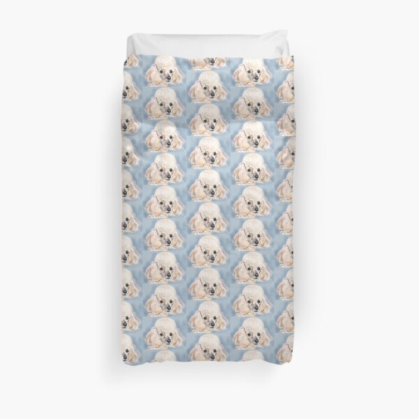 Smiling White Poodle Dog Duvet Cover