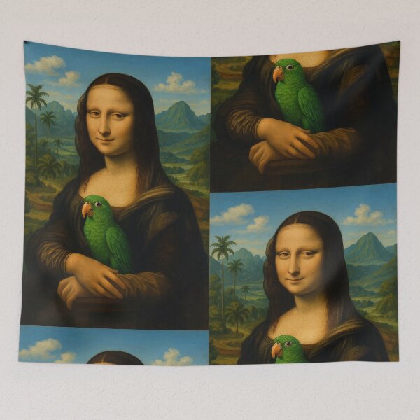 Artikelvorschau, Porträt von Roger dem Papagei mit der Mona Lisa entworfen und verkauft von Rorospirit.