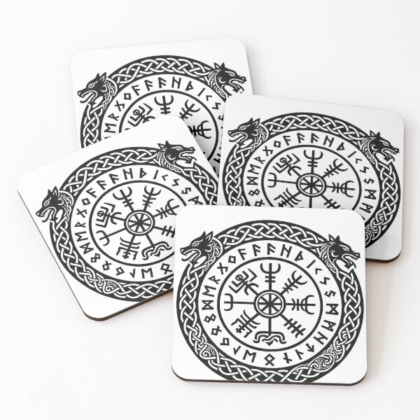 Item preview, Viking Vegvísir Symbol Surviking, vegvisir, runes, norse symbols, scandinavian art, nordic compass, mythology, black and white, circular design, celtic knots, wolf, warrior spirit, tattoo, spirituality, protectionrounded by Ancient Runes designed and sold by jee-jee2151.