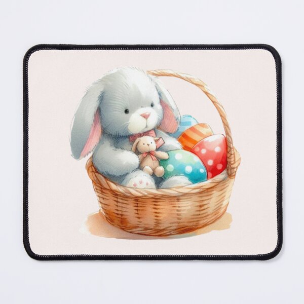 Item preview, Easter bunny teddy sitting in basket with colorful eggs designed and sold by DaintyDooodles.