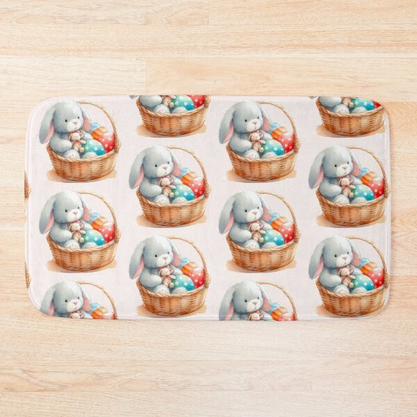Item preview, Easter bunny teddy sitting in basket with colorful eggs designed and sold by DaintyDooodles.