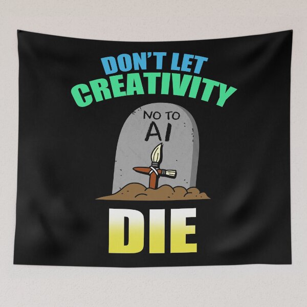 Item preview, Anti AI Artificial Intelligence Cute Graveyard Protest Slogan designed and sold by BoggsNicolasArt.