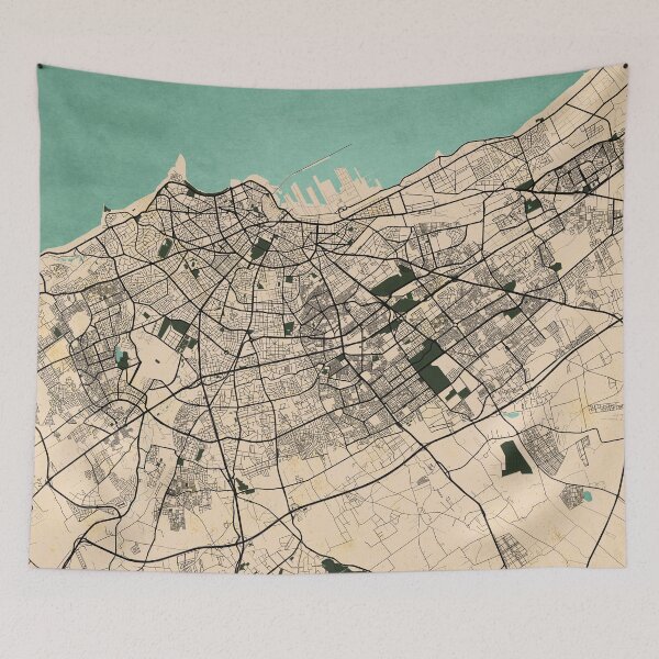 Item preview, Casablanca City Map of Morocco  - Vintage designed and sold by deMAP.